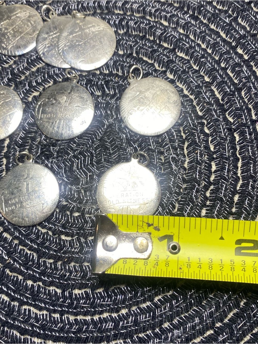 Set of 8 Round Vintage Silver-Toned “Operation Bold Witness” charms - Picture 9 of 9